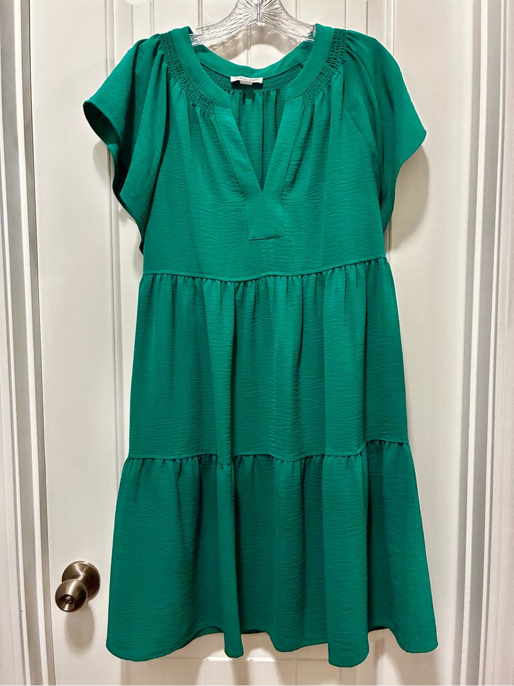 Calvin Klein Green Tiered Short Sleeve Dress Women’s L/12